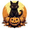 Cat on Pumpkin Halloween