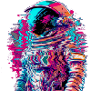 Astronaut Vaporwave Glitch 90er