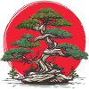 Bonsai Tree Red Sun
