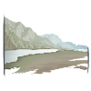 Flusslandschaft gemalt Pastell mit Pinselrahmen