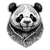 Black and White Panda Engraving