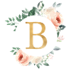 B Monogram Green, Pastel, Wreath