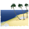 Palmen und Meer mit Fresko-Effekt