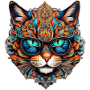 Cool Steampunk Cat with Glasses