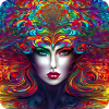 Cooles buntes Psychedelisches Motiv Frau