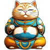 Dicke Katze in Buddha Position