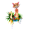 Cute sugar skull cat with flowers