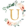 U Monogram Green, Pastel, Wreath