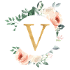 V Monogram Green, Pastel, Wreath