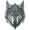 Wolf head style viking tattoo