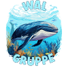 Comic Walgruppe Kindergarten Gruppentier Wal