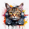 Music Cat with Graffiti