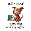 Cute dog with coffee mug