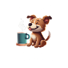 Süßer Hund mit Kaffeetasse