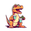 Dino Café Matin Dinosaure Moufle