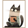 Cat with coffee mug