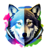 wolf with headphones