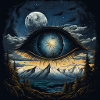 Eye moon mountains
