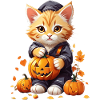 Chat mignon avec citrouille