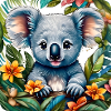 Niedlicher Koala Bär mit Blumen
