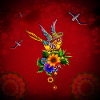 Funny sugar skull bird with hat