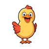 Huhn-Karikatur-Kawaii-Aquarellillustration