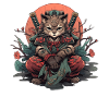 Asia Cat Japanese Samurai Samurai