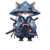 Asia Cat Japanese Samurai Samurai