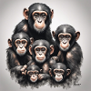 Schimpansen-Familienfoto