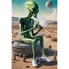 Alien dampft in Wüstensand
