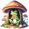 Frog in the mushroom