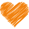 Orange Hand Heart Doodle