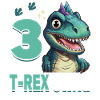 3rd Year Roar Celebrate 3 With T-Rex Swag Dinosaur