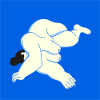 Woman body on blue