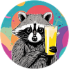 Cute raccoon with banana milk