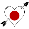 Japan flag heart in love