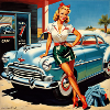 Retro Pinup am Oldtimer