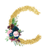 Letter c floral gold