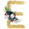 Letter e gold floral