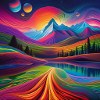 psychedelisches trippy Berg-Design