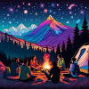 psychedelisches trippy Camping-Design