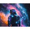 Female astronaut in space