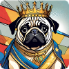 Cute royal pug with crown