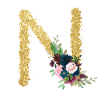 Lettre n gold floral