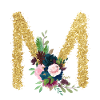 Letter m gold floral
