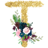 Lettre t gold floral