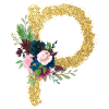 Letter p gold floral