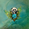 Cute little panda with flowers