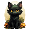 Black Cat Halloween Pumpkin - Cat