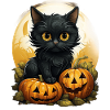 Black Cat Halloween Pumpkin - Cat